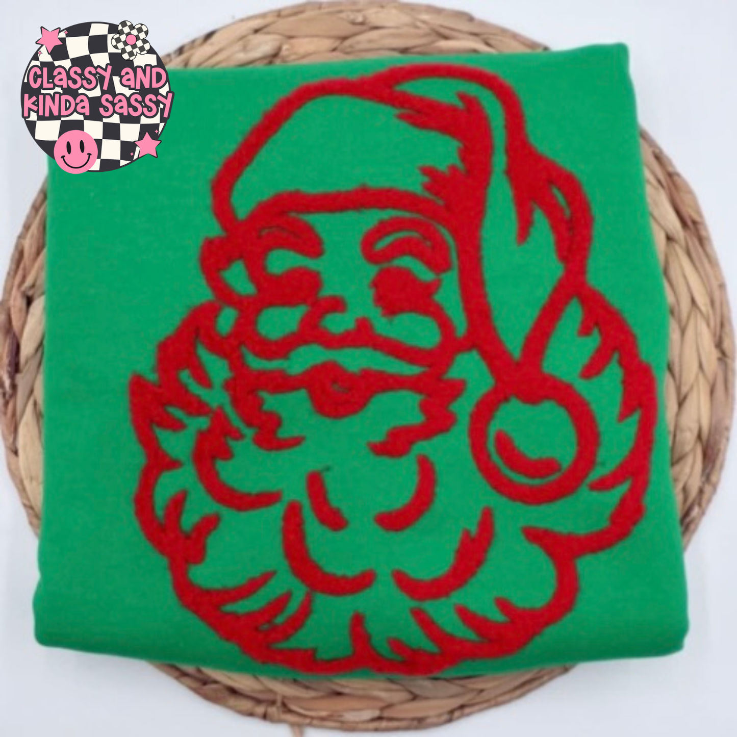 Red Santa Fluffy Patch Sweatshirt