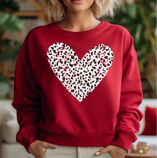 Dalmatian Print Heart Sweatshirt