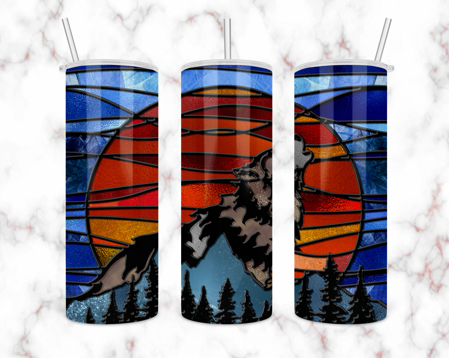 Wolf Stained Glass Tumbler