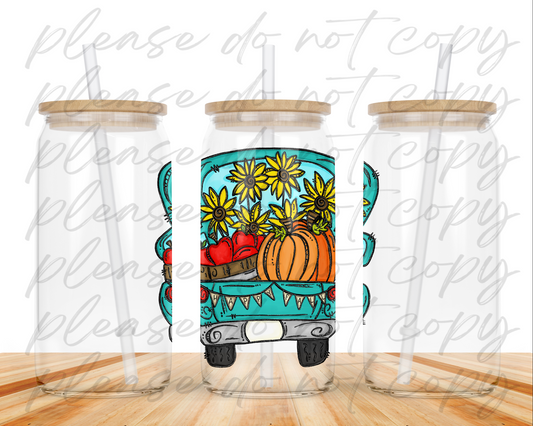 Fall Truck Glass Can